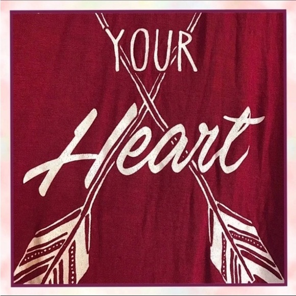 EUC JRS S FOLLOW YOUR HEART GRAPHIC T SHIRT RED & YELLOW ATHLEISURE STREETWEAR - Picture 6 of 12